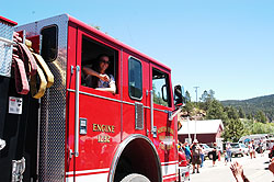 Photo of a North Fork Fire truck in the parade